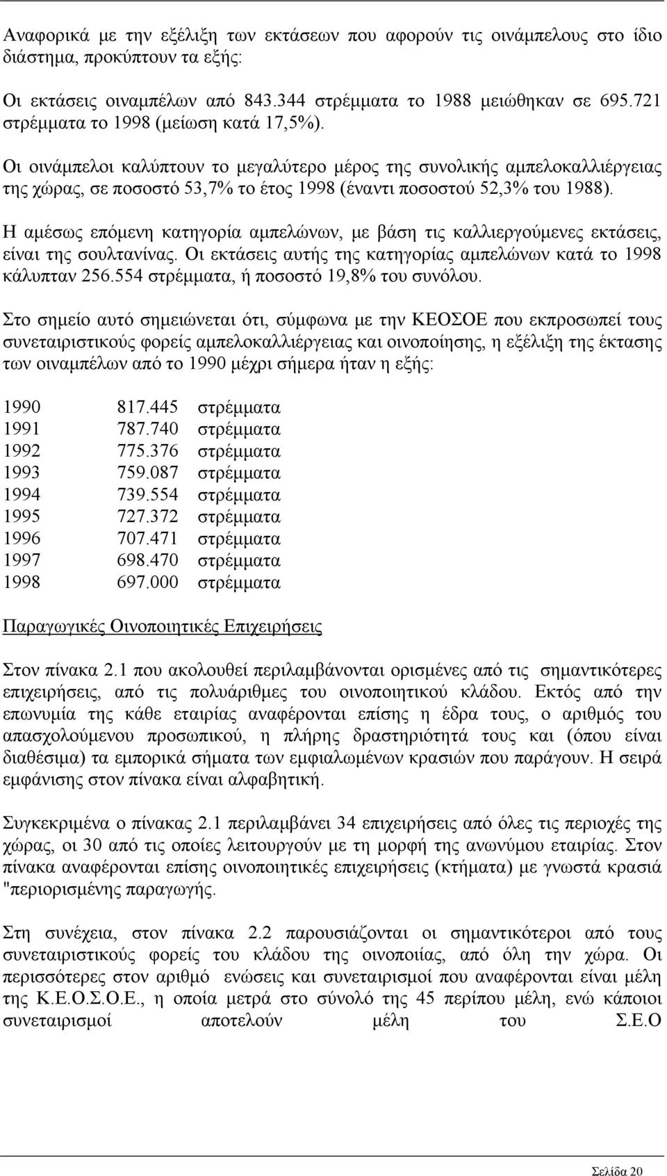 Η αμέσως επόμενη κατηγορία αμπελώνων, με βάση τις καλλιεργούμενες εκτάσεις, είναι της σουλτανίνας. Οι εκτάσεις αυτής της κατηγορίας αμπελώνων κατά το 1998 κάλυπταν 256.