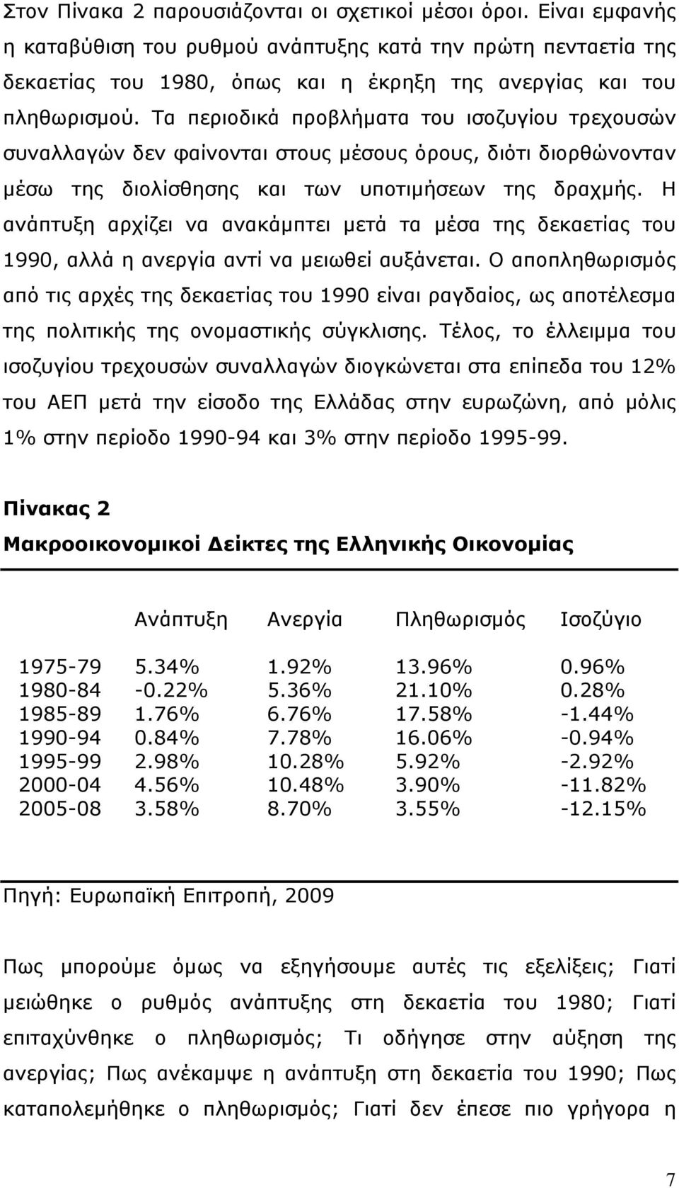 Τα περιοδικά προβλήματα του ισοζυγίου τρεχουσών συναλλαγών δεν φαίνονται στους μέσους όρους, διότι διορθώνονταν μέσω της διολίσθησης και των υποτιμήσεων της δραχμής.