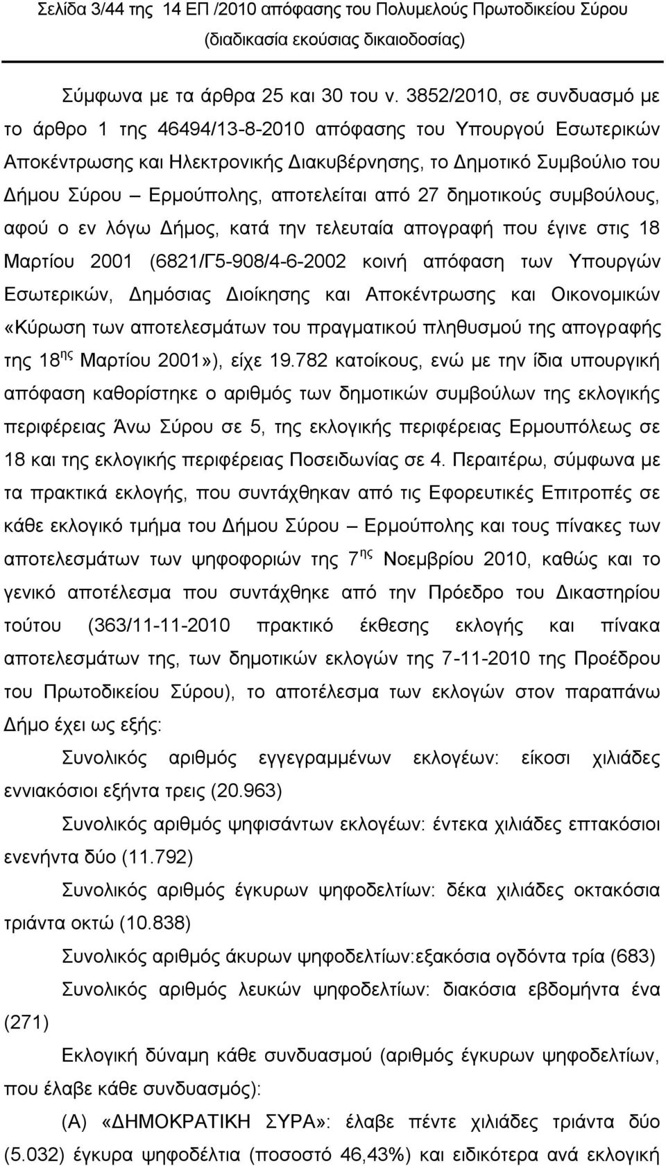 27 δεκνηηθνύο ζπκβνύινπο, αθνύ ν ελ ιόγσ Γήκνο, θαηά ηελ ηειεπηαία απνγξαθή πνπ έγηλε ζηηο 18 Μαξηίνπ 2001 (6821/Γ5-908/4-6-2002 θνηλή απόθαζε ησλ Τπνπξγώλ Δζσηεξηθώλ, Γεκόζηαο Γηνίθεζεο θαη