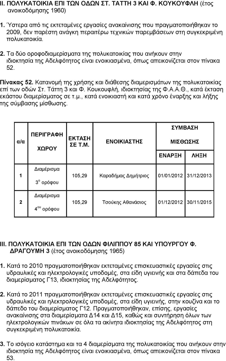 09, δεν παρέστη ανάγκη περαιτέρω τεχνικών παρεμβάσεων στη συγκεκριμένη πολυκατοικία. 2.