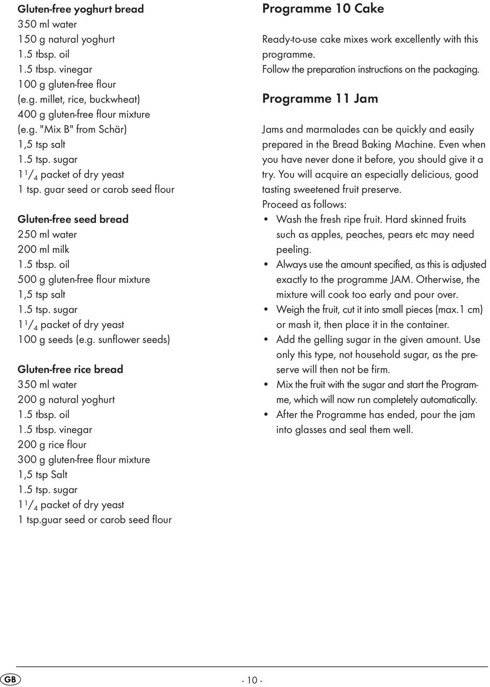 g. sunflower seeds) Gluten-free rice bread 350 ml water 200 g natural yoghurt 1.5 tbsp. oil 1.5 tbsp. vinegar 200 g rice flour 300 g gluten-free flour mixture 1,5 tsp 