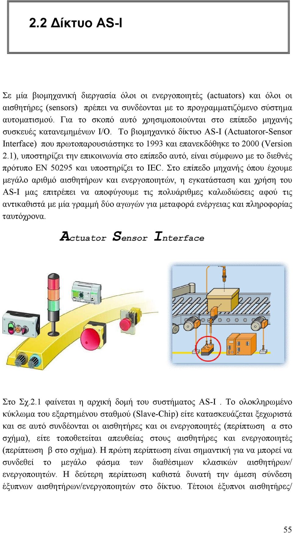 Το βιοµηχανικό δίκτυο AS-I (Actuatoror-Sensor Interface) που πρωτοπαρουσιάστηκε το 1993 και επανεκδόθηκε το 2000 (Version 2.