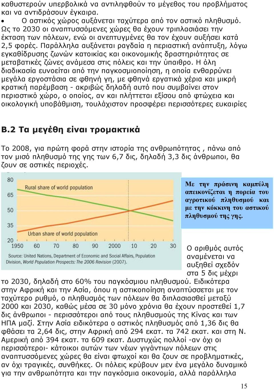 Παράλληλα αυξάνεται ραγδαία η περιαστική ανάπτυξη, λόγω εγκαθίδρυσης ζωνών κατοικίας και οικονοµικής δραστηριότητας σε µεταβατικές ζώνες ανάµεσα στις πόλεις και την ύπαιθρο.