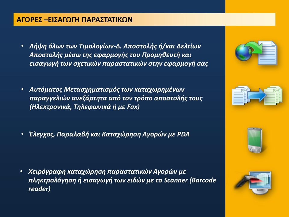 εφαρμογι ςασ Αυτόματοσ Μεταςχθματιςμόσ των καταχωρθμζνων παραγγελιϊν ανεξάρτθτα από τον τρόπο αποςτολισ τουσ