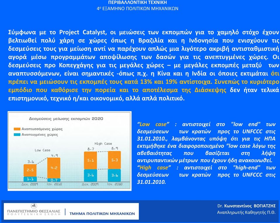 Οι δεσμεύσεις προ Κοπεγχάγης για τις μεγάλες χώρες με μεγάλες εκπομπές μεταξύ των αναπτυσσόμενων, είναι σημαντικές -όπως π.χ. η Κίνα και η Ινδία οι όποιες εκτιμάται ότι πρέπει να μειώσουν τις εκπομπές τους κατά 13% και 19% αντίστοιχα.