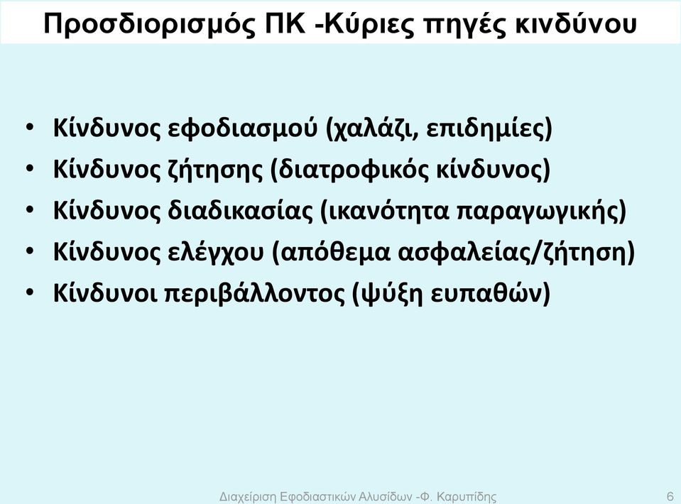 (ικανότητα παραγωγικής) Κίνδυνος ελέγχου (απόθεμα ασφαλείας/ζήτηση)