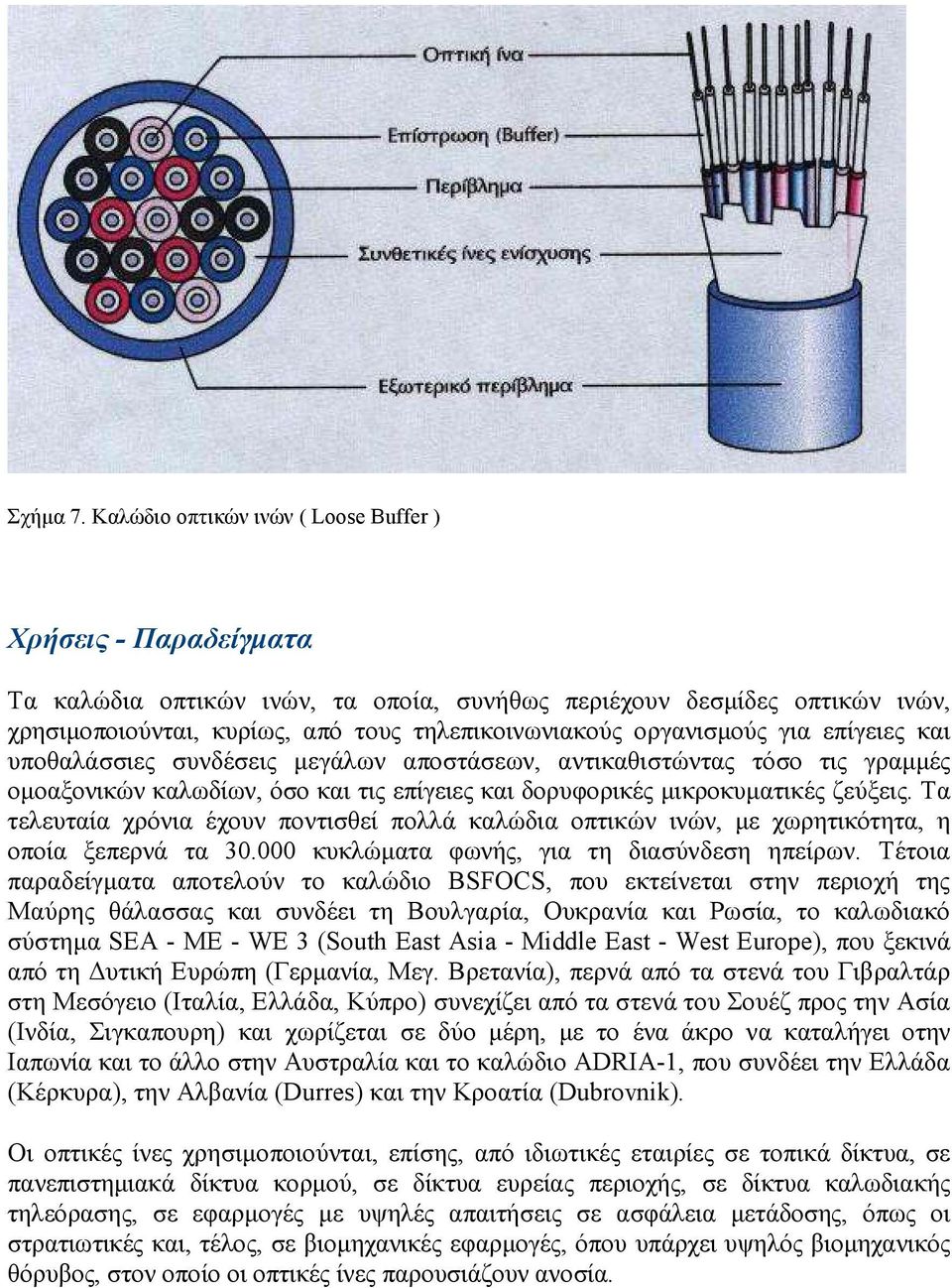 οργανισµούς για επίγειες και υποθαλάσσιες συνδέσεις µεγάλων αποστάσεων, αντικαθιστώντας τόσο τις γραµµές οµοαξονικών καλωδίων, όσο και τις επίγειες και δορυφορικές µικροκυµατικές ζεύξεις.