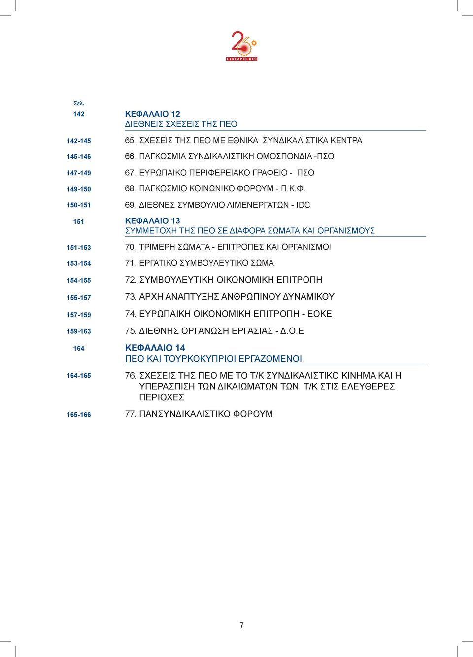 ΔΙΕΘΝΕΣ ΣΥΜΒΟΥΛΙΟ ΛΙΜΕΝΕΡΓΑΤΩΝ - IDC ΚΕΦΑΛΑΙΟ 13 ΣΥΜΜΕΤΟΧΗ ΤΗΣ ΠΕΟ ΣΕ ΔΙΑΦΟΡΑ ΣΩΜΑΤΑ ΚΑΙ ΟΡΓΑΝΙΣΜΟΥΣ 70. ΤΡΙΜΕΡΗ ΣΩΜΑΤΑ - ΕΠΙΤΡΟΠΕΣ ΚΑΙ ΟΡΓΑΝΙΣΜΟΙ 71. ΕΡΓΑΤΙΚΟ ΣΥΜΒΟΥΛΕΥΤΙΚΟ ΣΩΜΑ 72.