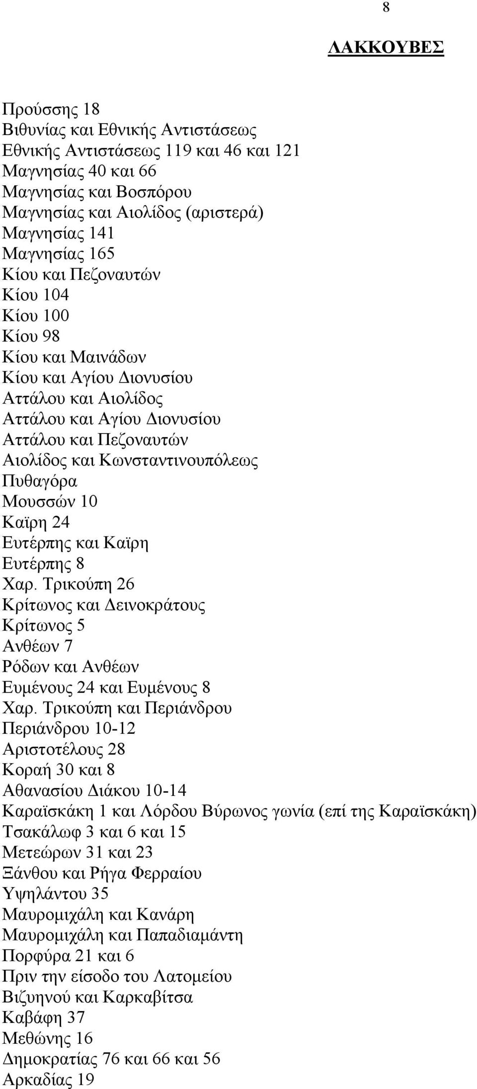 Πυθαγόρα Μουσσών 10 Καϊρη 24 Ευτέρπης και Καϊρη Ευτέρπης 8 Χαρ. Τρικούπη 26 Κρίτωνος και Δεινοκράτους Κρίτωνος 5 Ανθέων 7 Ρόδων και Ανθέων Ευμένους 24 και Ευμένους 8 Χαρ.