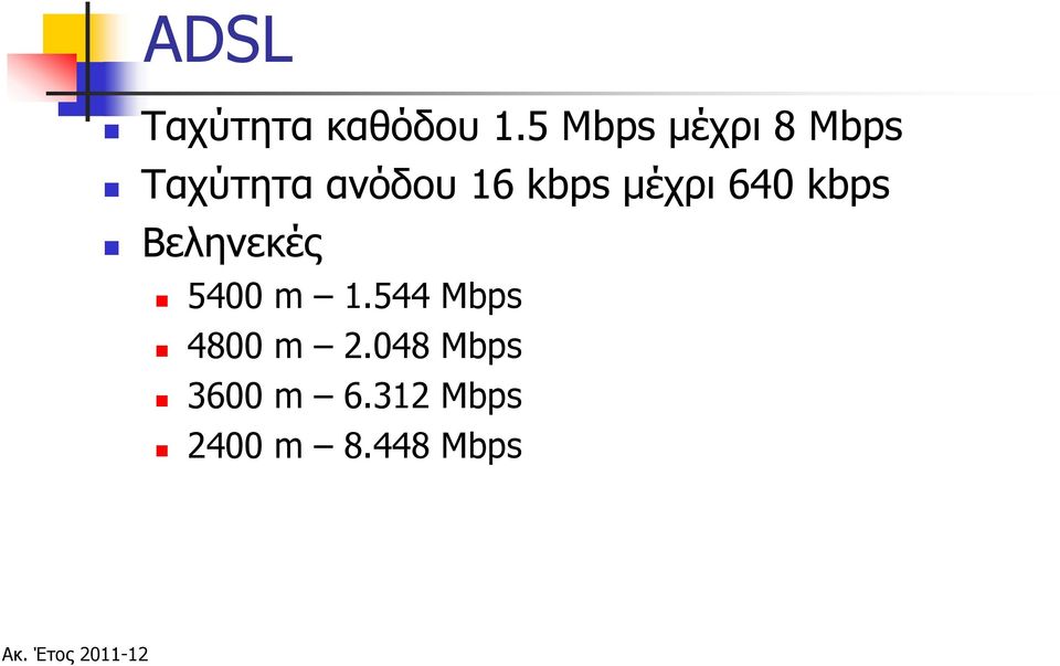 kbps μέχρι 640 kbps Βεληνεκές 5400 m 1.