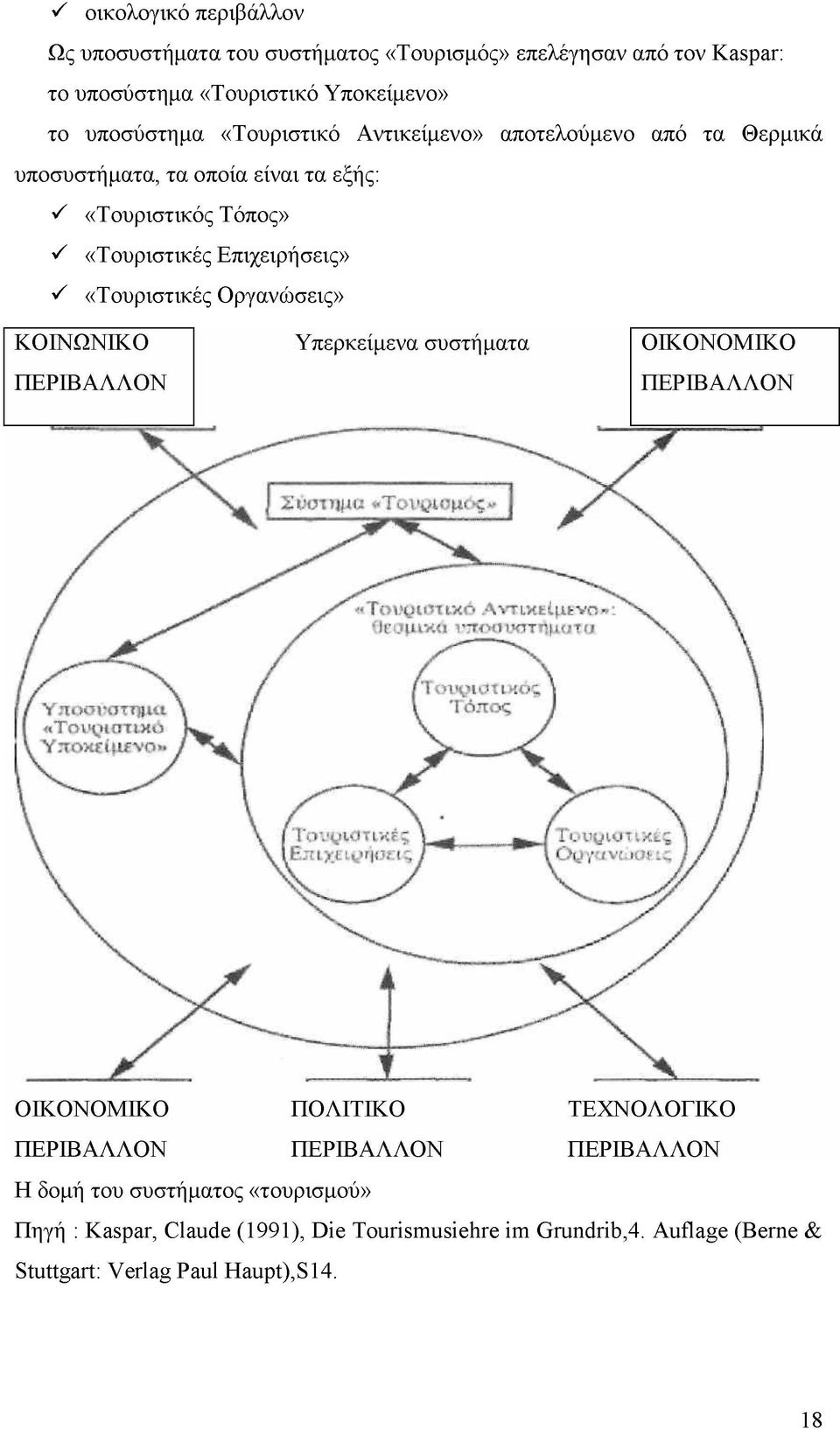 είναι τα εξής: «Τουριστικός Τόπος» «Τουριστικές Επιχειρήσεις» «Τουριστικές Οργανώσεις» Η δομή του συστήματος