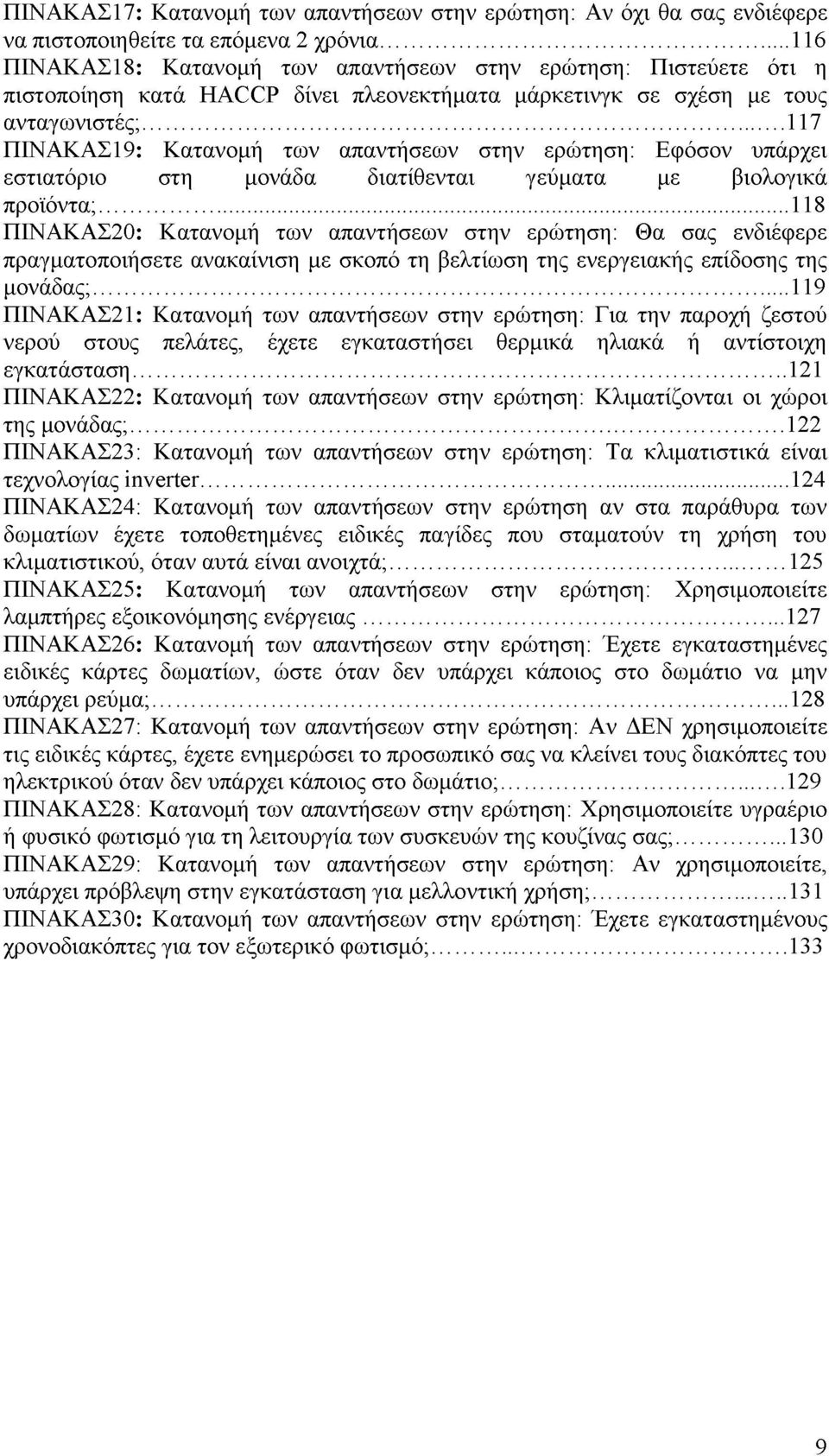 ..117 ΠΙΝΑΚΑΣ19: Κατανομή των απαντήσεων στην ερώτηση: Εφόσον υπάρχει εστιατόριο στη μονάδα διατίθενται γεύματα με βιολογικά προϊόντα;.