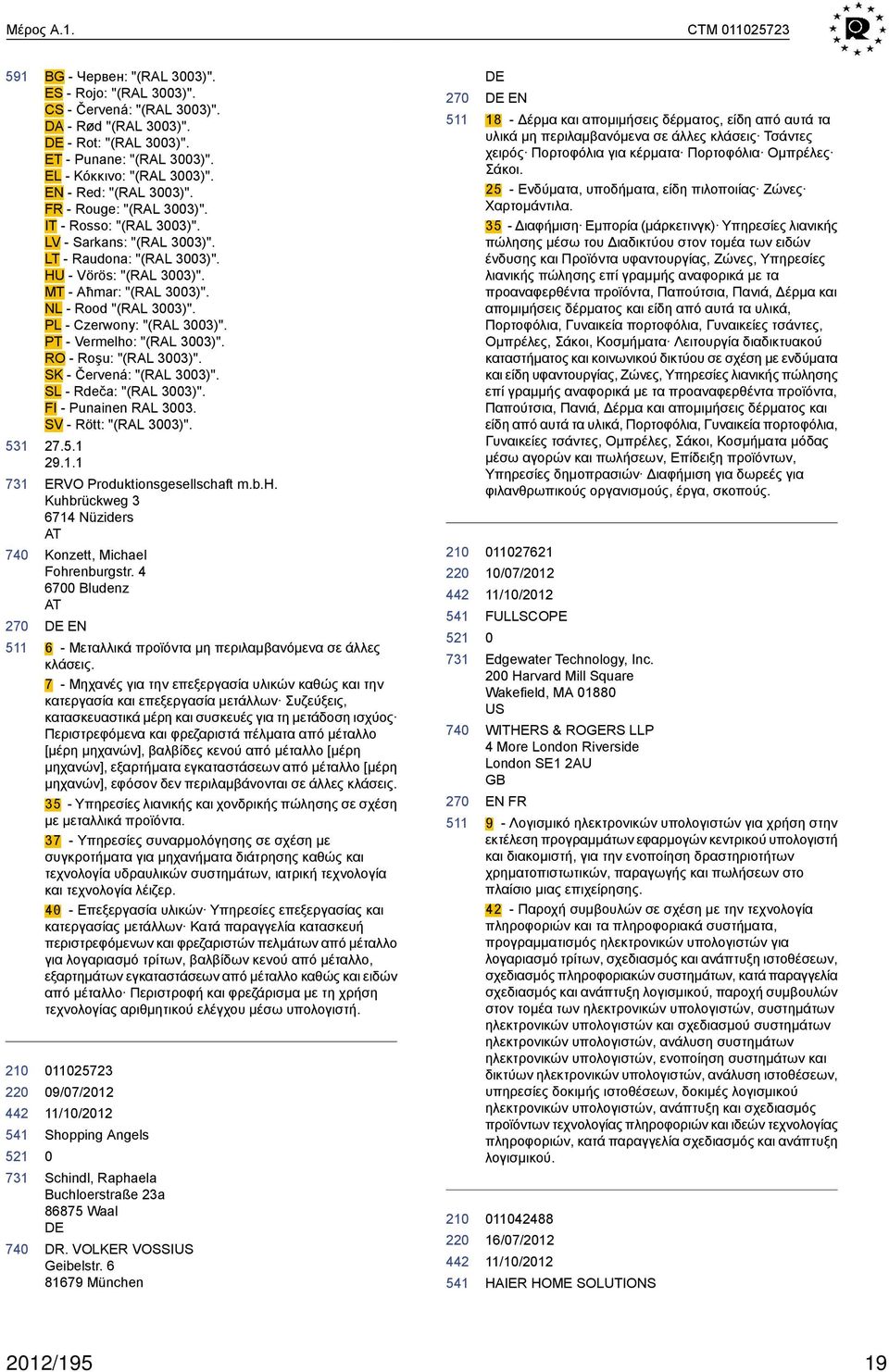 PL - Czerwony: "(RAL 33)". PT - Vermelho: "(RAL 33)". RO - Roşu: "(RAL 33)". SK - Červená: "(RAL 33)". SL - Rdeča: "(RAL 33)". FI - Punainen RAL 33. SV - Rött: "(RAL 33)". 27.5.1 