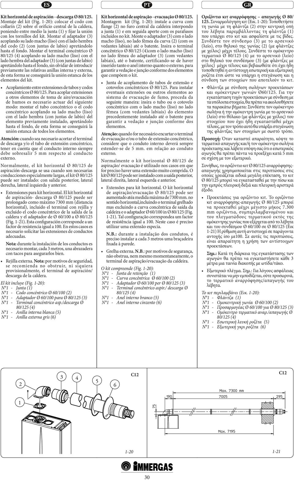 Montar el adaptador (3) acoplando su lado macho (liso) con el lado hembra del codo (2) (con juntas de labio) apretándolo hasta el fondo.