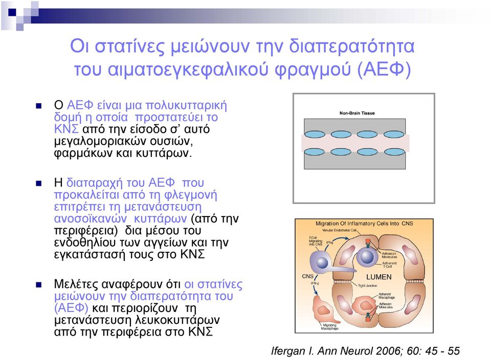 Η διαταραχή του ΑΕΦ που προκαλείται από τη φλεγμονή επιτρέπει τη μετανάστευση ανοσοϊκανών κυττάρων (από την περιφέρεια) δια μέσου του