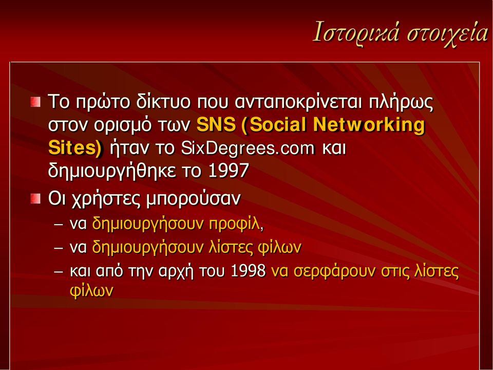 com και δημιουργήθηκε το 1997 Οι χρήστες μπορούσαν να δημιουργήσουν