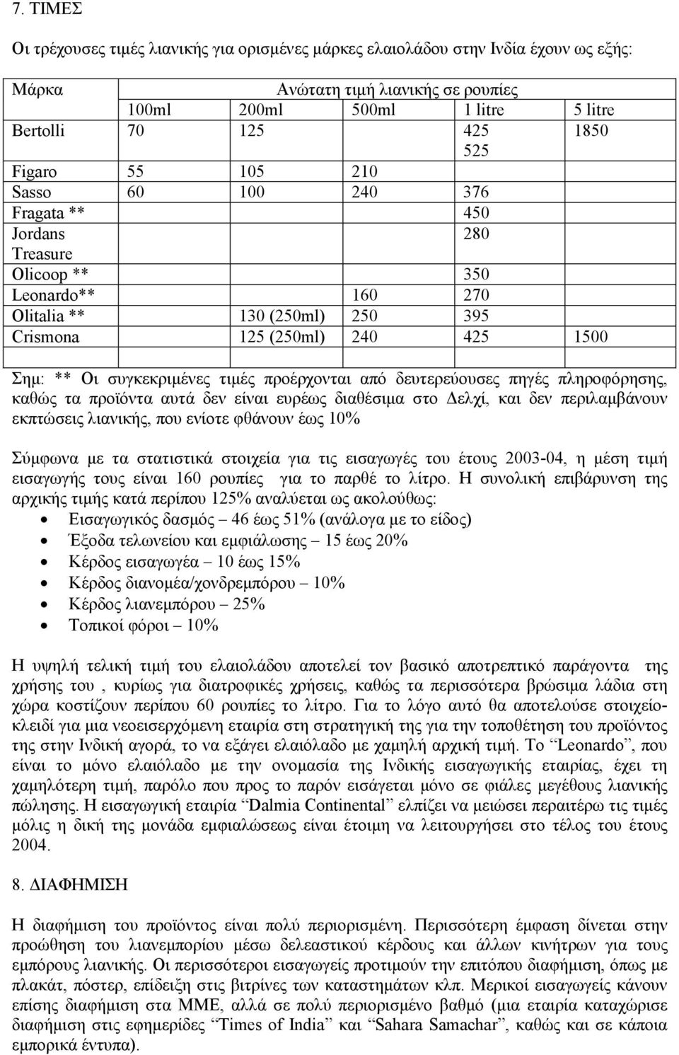 τιµές προέρχονται από δευτερεύουσες πηγές πληροφόρησης, καθώς τα προϊόντα αυτά δεν είναι ευρέως διαθέσιµα στο ελχί, και δεν περιλαµβάνουν εκπτώσεις λιανικής, που ενίοτε φθάνουν έως 10% Σύµφωνα µε τα