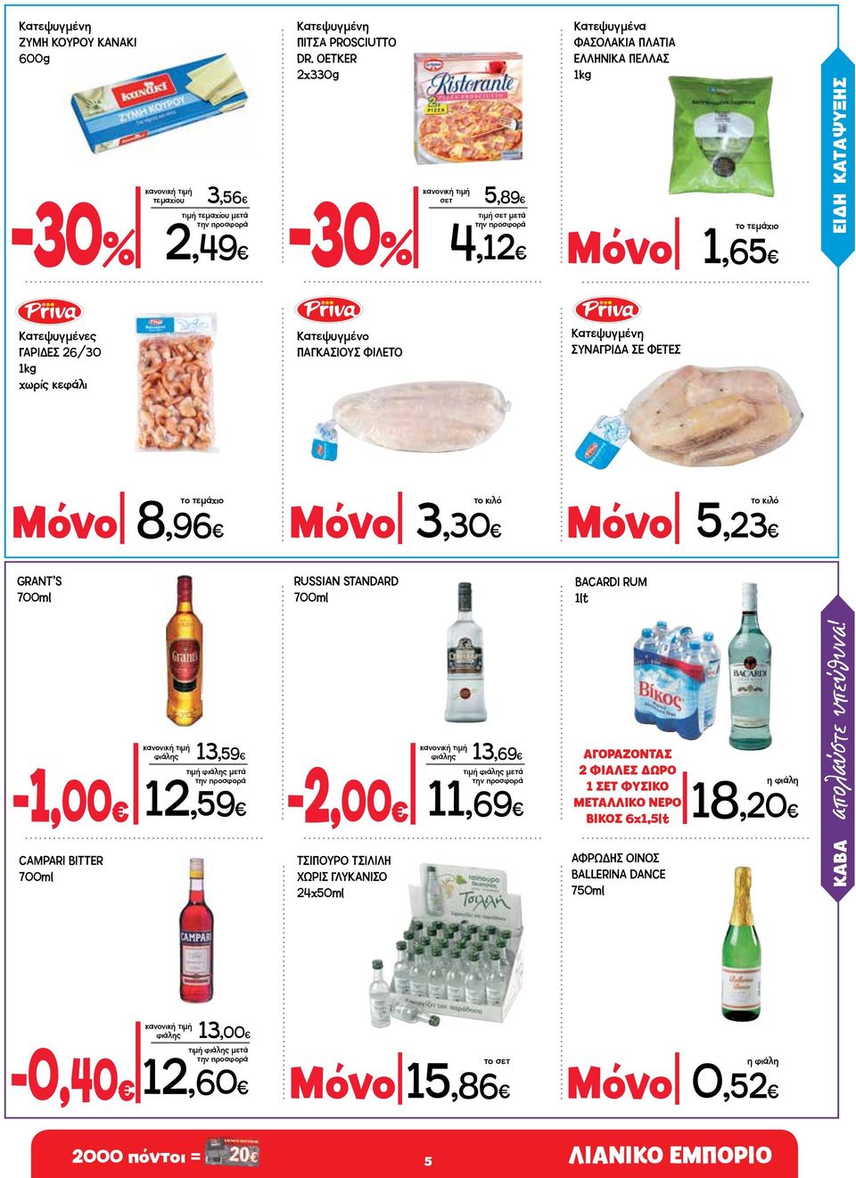 φιάλης μετά 12,59 Kατεψυγμένο ΠΑΓΚΑΣΙΟΥΣ ΦΙΛΕΤΟ Μόνο 3,30 RUSSIAN STANDARD 700ml -2,00 ΤΣΙΠΟΥΡΟ ΤΣΙΛΙΛΗ ΧΩΡΙΣ ΓΛΥΚΑΝΙΣΟ 24χ50ml σετ 5,89 τιμή σετ μετά 4,12 φιάλης 13,69 τιμή φιάλης μετά 11,69