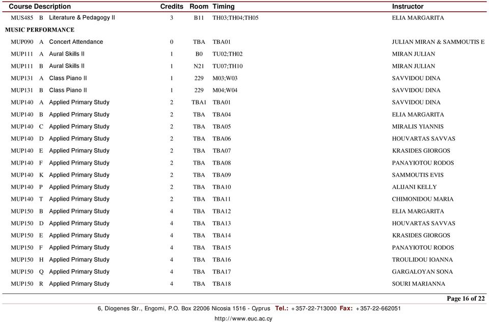 Study 2 TBA1 TBA01 SAVVIDOU DINA MUP140 B Applied Primary Study 2 TBA TBA04 ELIA MARGARITA MUP140 C Applied Primary Study 2 TBA TBA05 MIRALIS YIANNIS MUP140 D Applied Primary Study 2 TBA TBA06