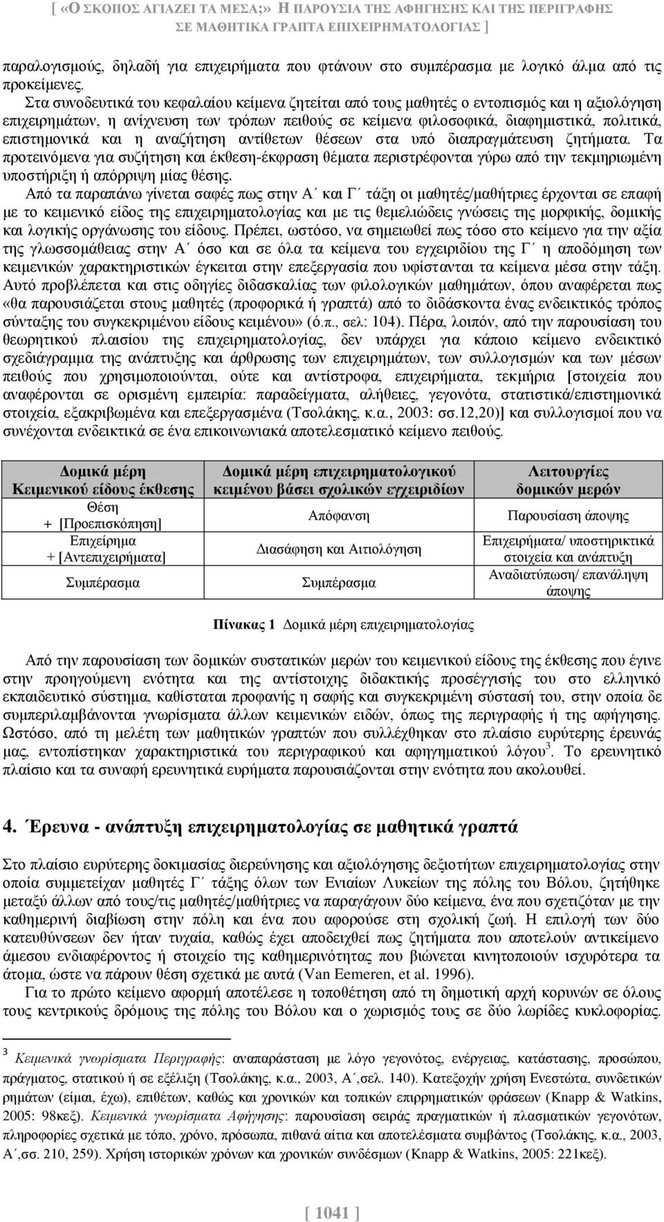 Στα συνοδευτικά του κεφαλαίου κείμενα ζητείται από τους μαθητές ο εντοπισμός και η αξιολόγηση επιχειρημάτων, η ανίχνευση των τρόπων πειθούς σε κείμενα φιλοσοφικά, διαφημιστικά, πολιτικά, επιστημονικά