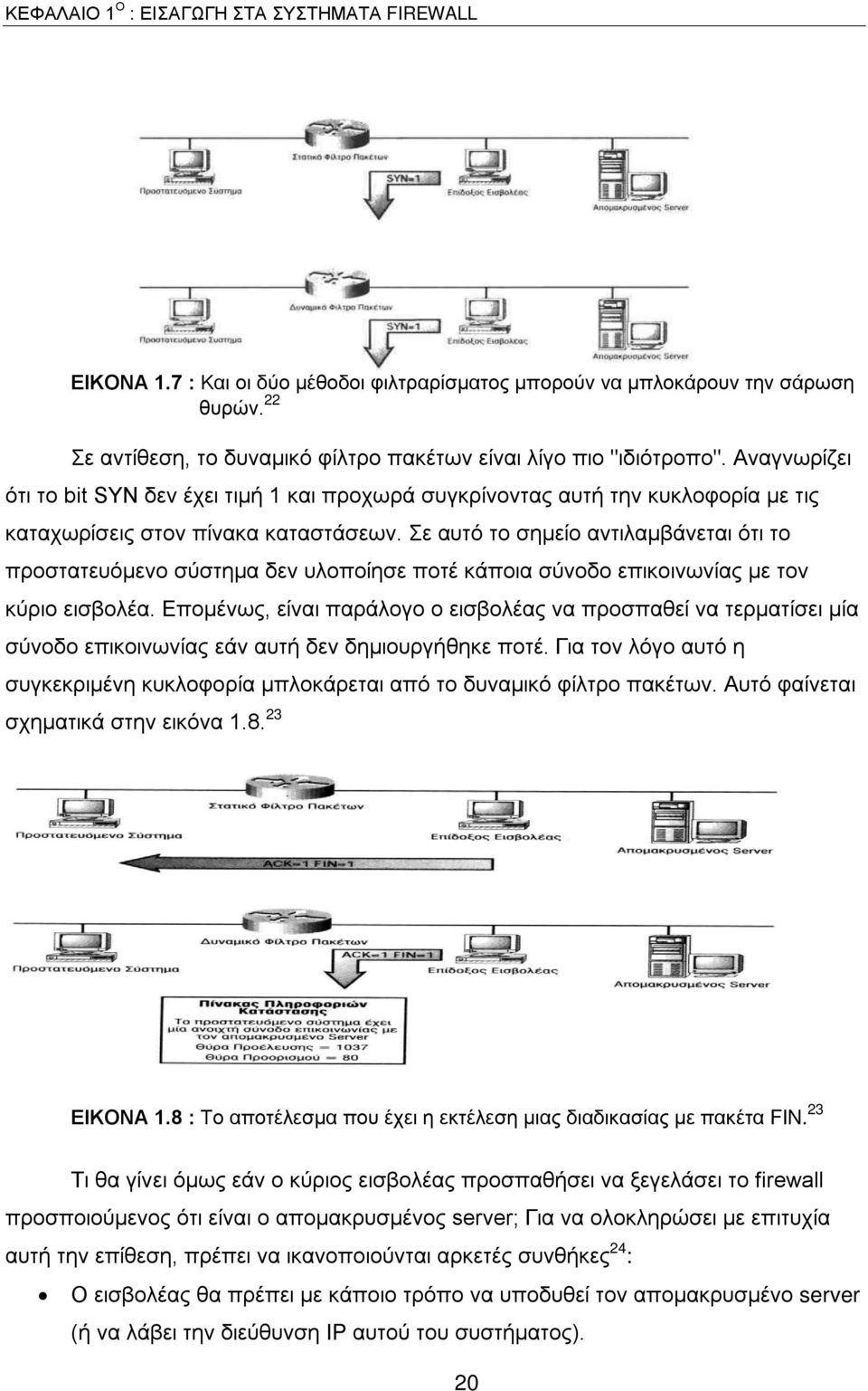 Αναγνωρίζει ότι το bit SYN δεν έχει τιμή 1 και προχωρά συγκρίνοντας αυτή την κυκλοφορία με τις καταχωρίσεις στον πίνακα καταστάσεων.