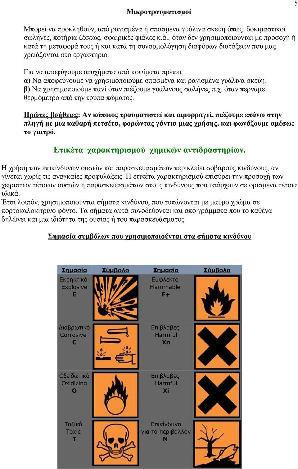 ες κ.ά., όταν δεν χρησιμοποιούνται με προσοχή ή κατά τη μεταφορά τους ή και κατά τη συναρμολόγηση διαφόρων διατάξεων που μας χρειάζονται στο εργαστήριο.