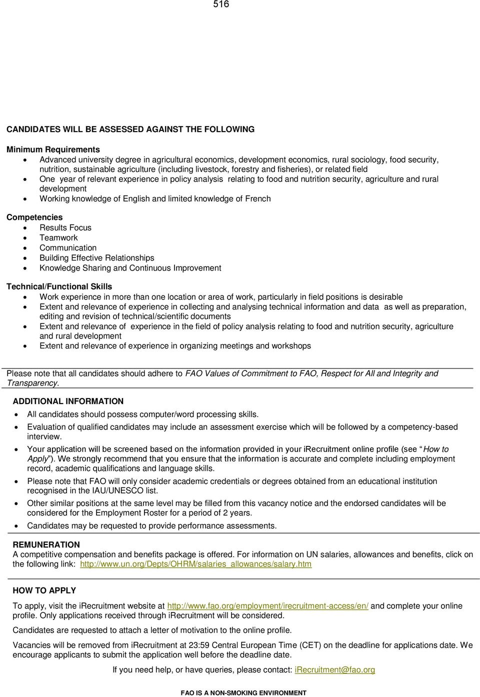 rural development Working knowledge of English and limited knowledge of French Competencies Results Focus Teamwork Communication Building Effective Relationships Knowledge Sharing and Continuous