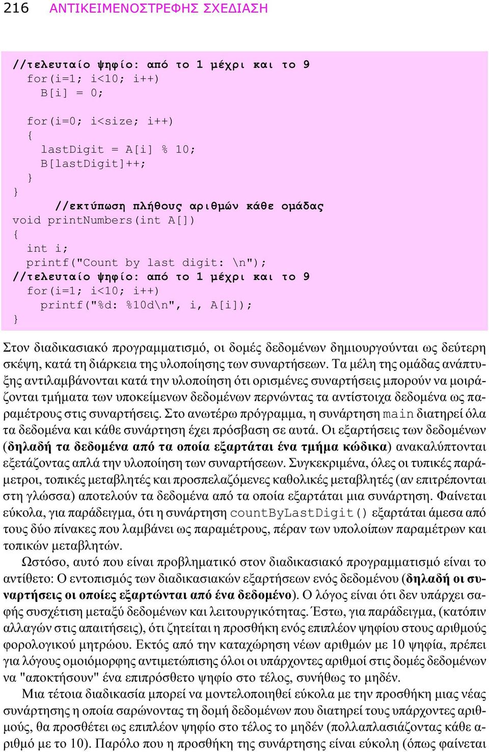 προγραμματισμό, οι δομές δεδομένων δημιουργούνται ως δεύτερη σκέψη, κατά τη διάρκεια της υλοποίησης των συναρτήσεων.