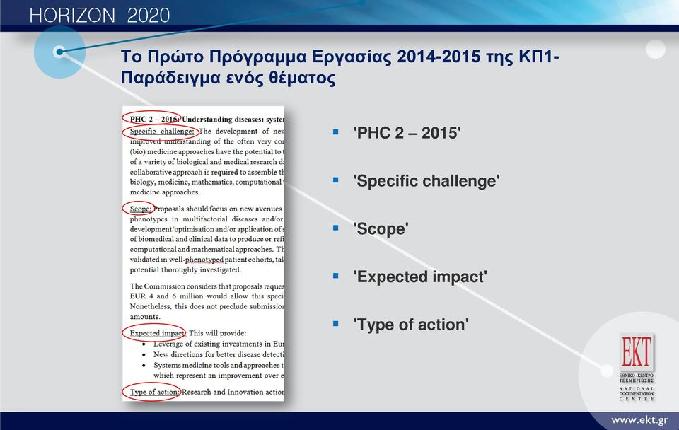 θέματος 'PHC 2 2015' 'Specific