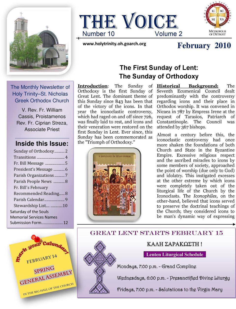 .. 6 Parish Organizations... 7 Parish People News... 8 Fr. Bill's February Recommended Reading...... 8 Parish Calendar... 9 Stewardship List.