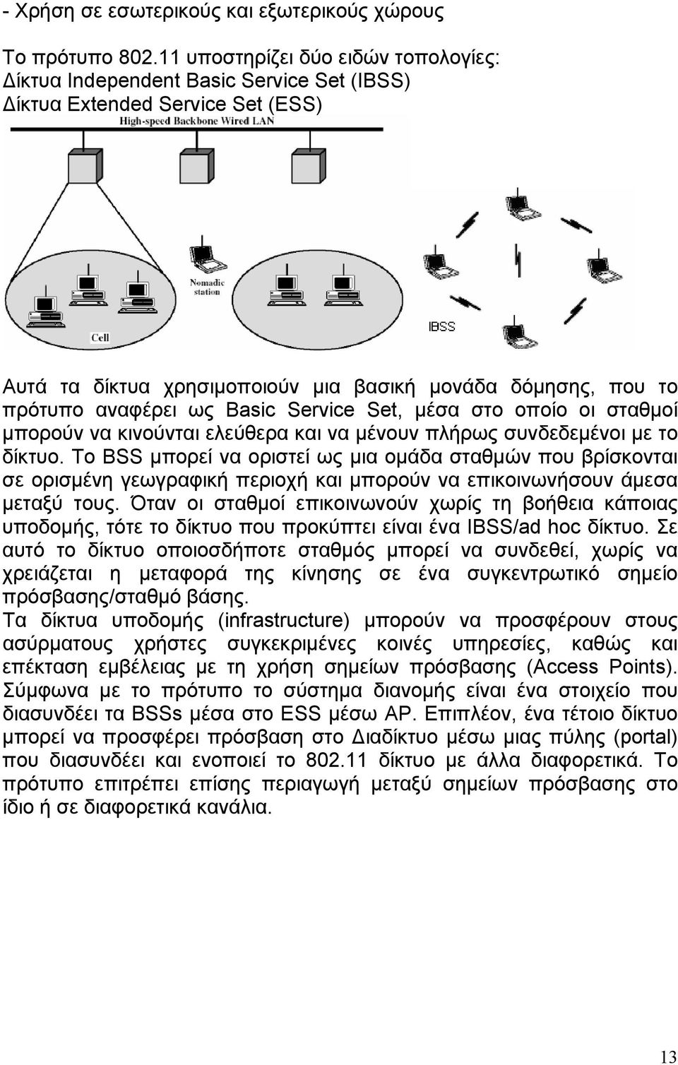 Basic Service Set, μέσα στο οποίο οι σταθμοί μπορούν να κινούνται ελεύθερα και να μένουν πλήρως συνδεδεμένοι με το δίκτυο.