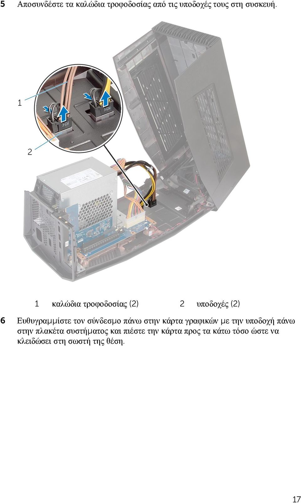 πάνω στην κάρτα γραφικών με την υποδοχή πάνω στην πλακέτα συστήματος και