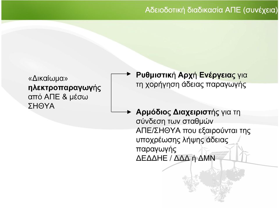 παραγωγής Αρµόδιος ιαχειριστής για τη σύνδεση των σταθµών ΑΠΕ/ΣΗΘΥΑ