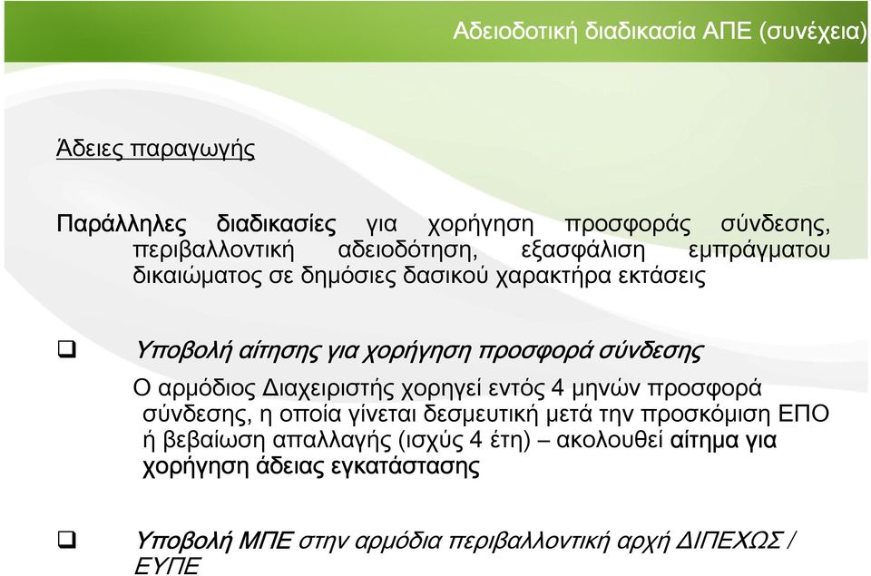 σύνδεσης Ο αρμόδιος Διαχειριστής χορηγεί εντός 4 μηνών προσφορά σύνδεσης, η οποία γίνεται δεσμευτική μετά την προσκόμιση ΕΠΟ ή