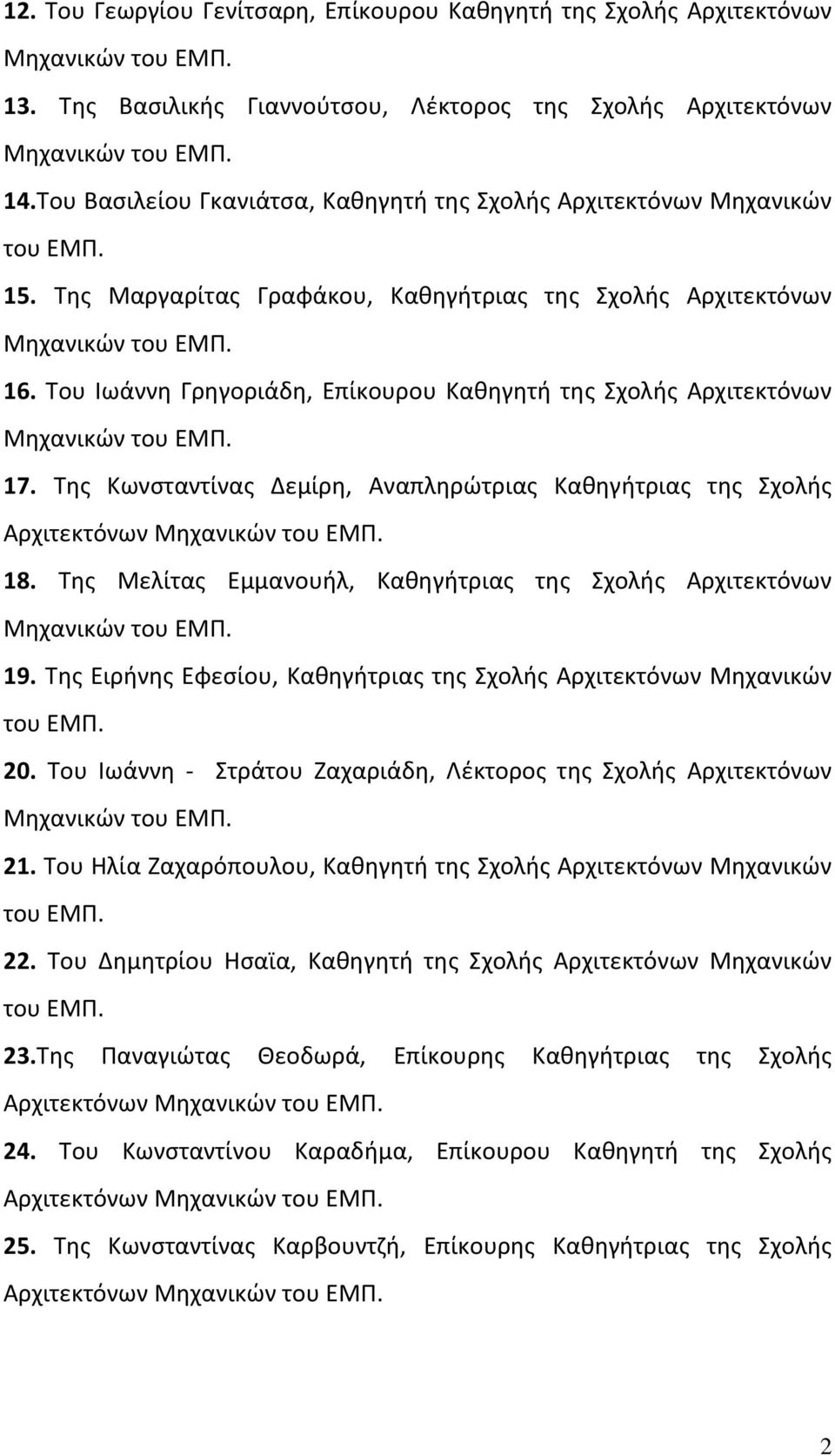 Του Ιωάννη Γρηγοριάδη, Επίκουρου Καθηγητή της Σχολής Αρχιτεκτόνων 17. Της Κωνσταντίνας Δεμίρη, Αναπληρώτριας Καθηγήτριας της Σχολής Αρχιτεκτόνων 18.