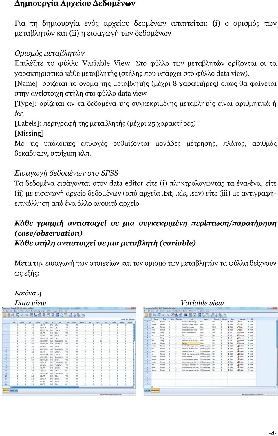 [Name]: νξίδεηαη ην όλνκα ηεο κεηαβιεηήο (κέρξη 8 ραξαθηήξεο) όπσο ζα θαίλεηαη ζηελ αληίζηνηρε ζηήιε ζην θύιιν data view [Type]: νξίδεηαη αλ ηα δεδνκέλα ηεο ζπγθεθξηκέλεο κεηαβιεηήο είλαη αξηζκεηηθά