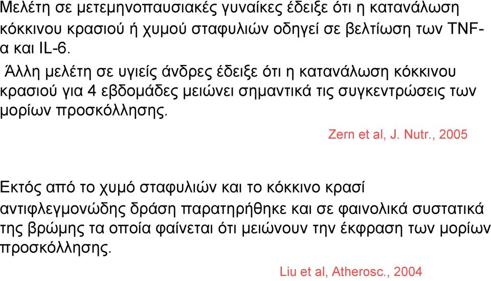 των μορίων προσκόλλησης. Zern et al, J. Nutr.