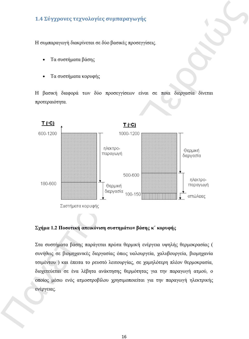 2 Ποσοτική απεικόνιση συστημάτων βάσης κ κορυφής Στα συστήματα βάσης παράγεται πρώτα θερμική ενέργεια υψηλής θερμοκρασίας ( συνήθως σε βιομηχανικές διεργασίας όπως