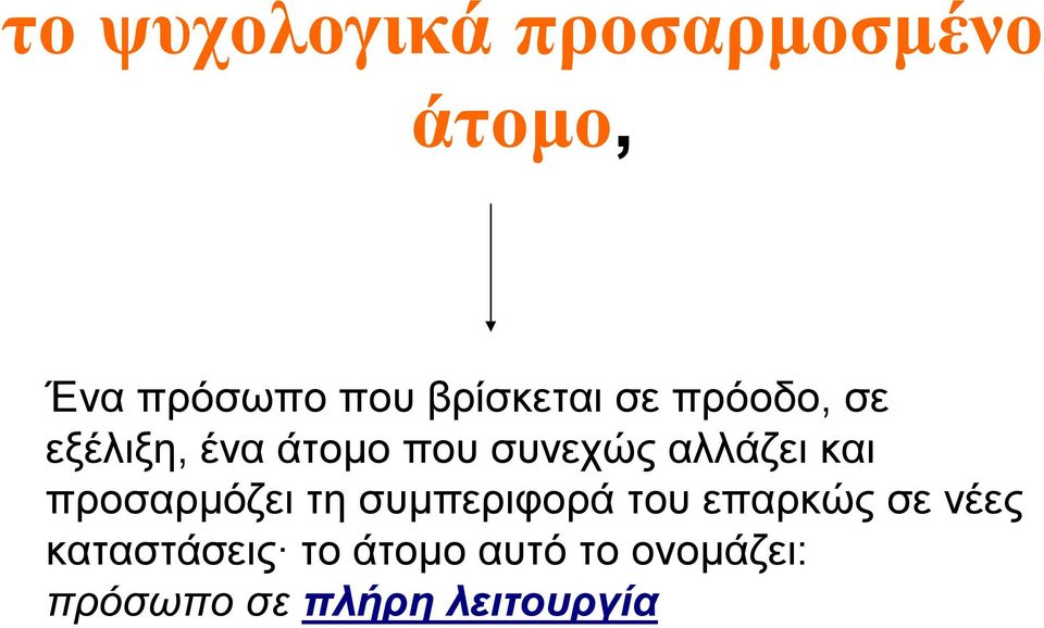 αλλάζει και προσαρμόζει τη συμπεριφορά του επαρκώς σε