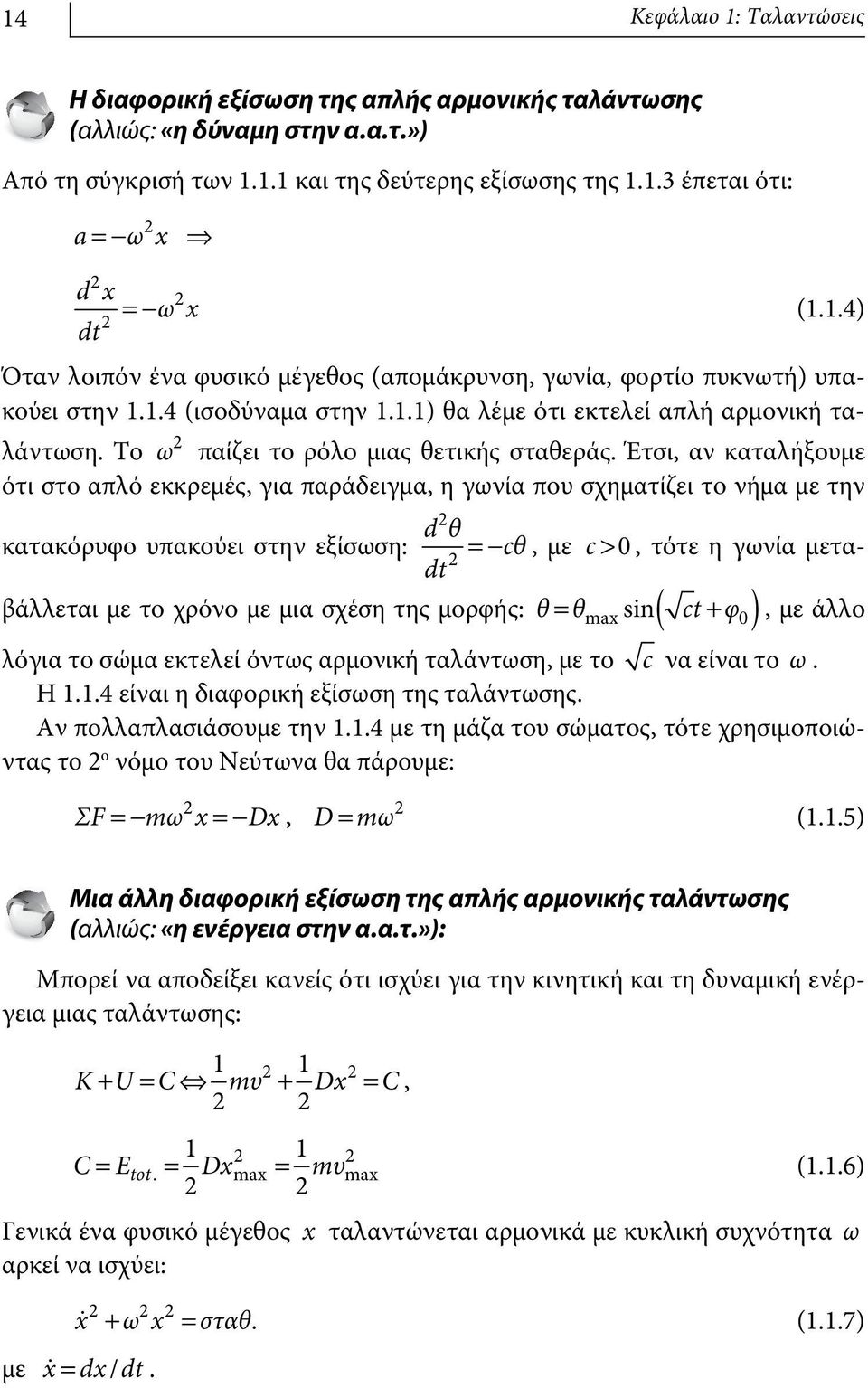 Το ω παίζει το ρόλο μιας θετικής σταθεράς.