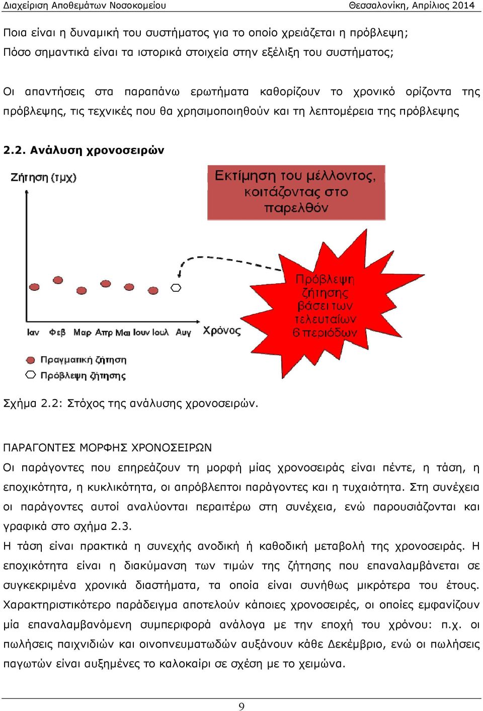 ΠΑΡΑΓΟΝΤΕΣ ΜΟΡΦΗΣ ΧΡΟΝΟΣΕΙΡΩΝ Οι παράγοντες που επηρεάζουν τη μορφή μίας χρονοσειράς είναι πέντε, η τάση, η εποχικότητα, η κυκλικότητα, οι απρόβλεπτοι παράγοντες και η τυχαιότητα.