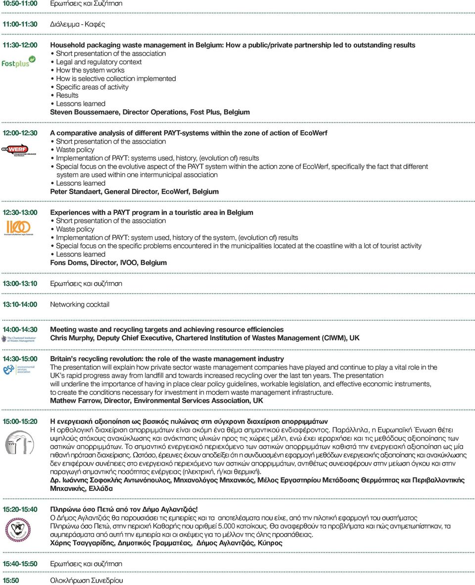 Fost Plus, Belgium 12:00-12:30 A comparative analysis of different PAYT-systems within the zone of action of EcoWerf Short presentation of the association Waste policy Implementation of PAYT: systems