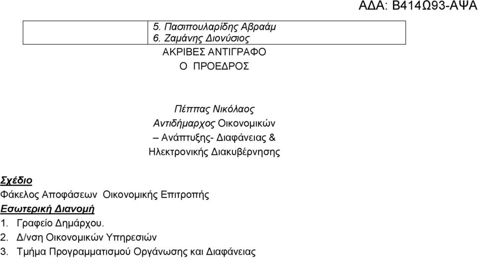 Οικονομικών Ανάπτυξης- Διαφάνειας & Ηλεκτρονικής Διακυβέρνησης Σχέδιο Φάκελος