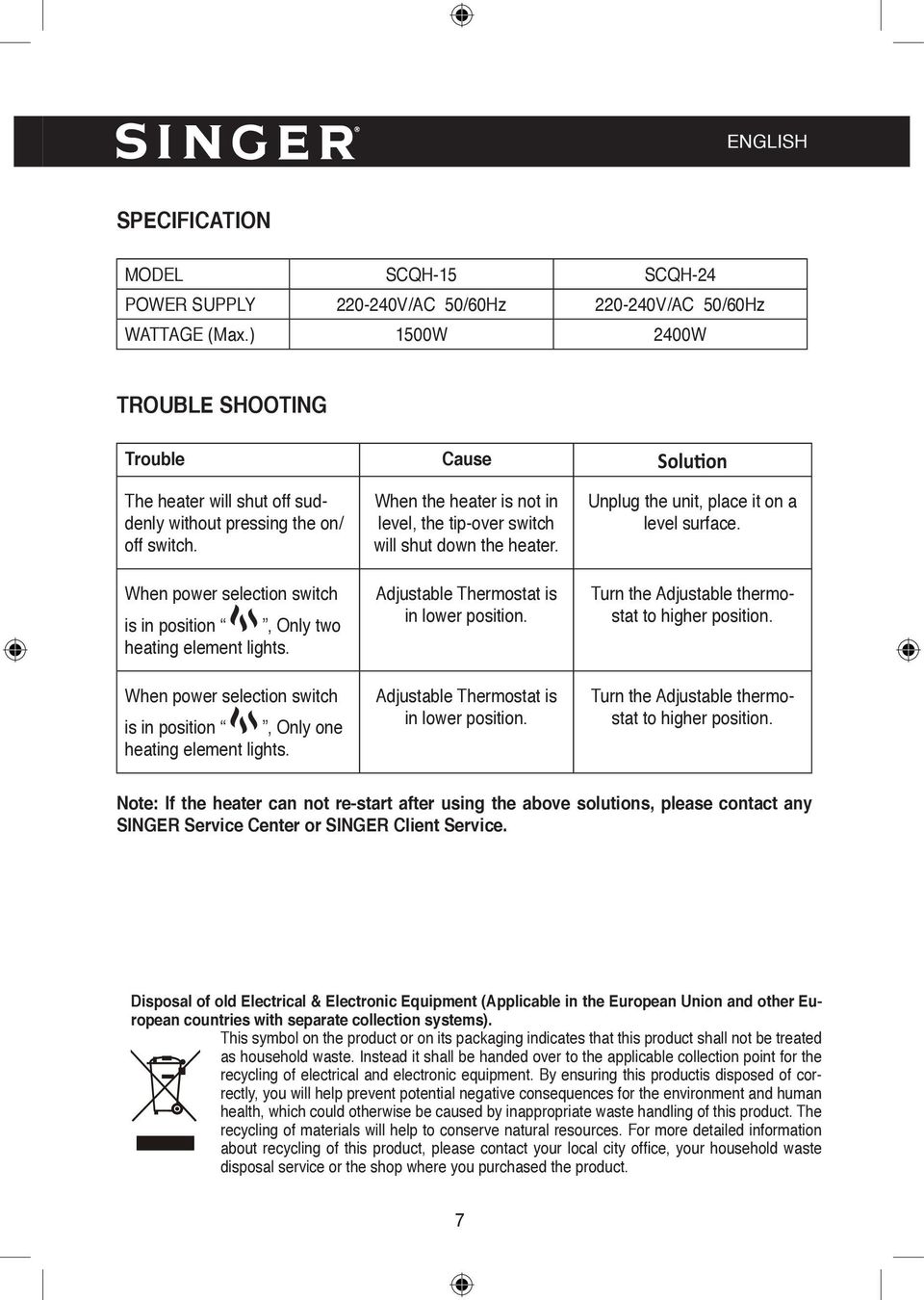 When power selection switch is in position, Only one heating element lights. When the heater is not in level, the tip-over switch will shut down the heater. Adjustable Thermostat is in lower position.