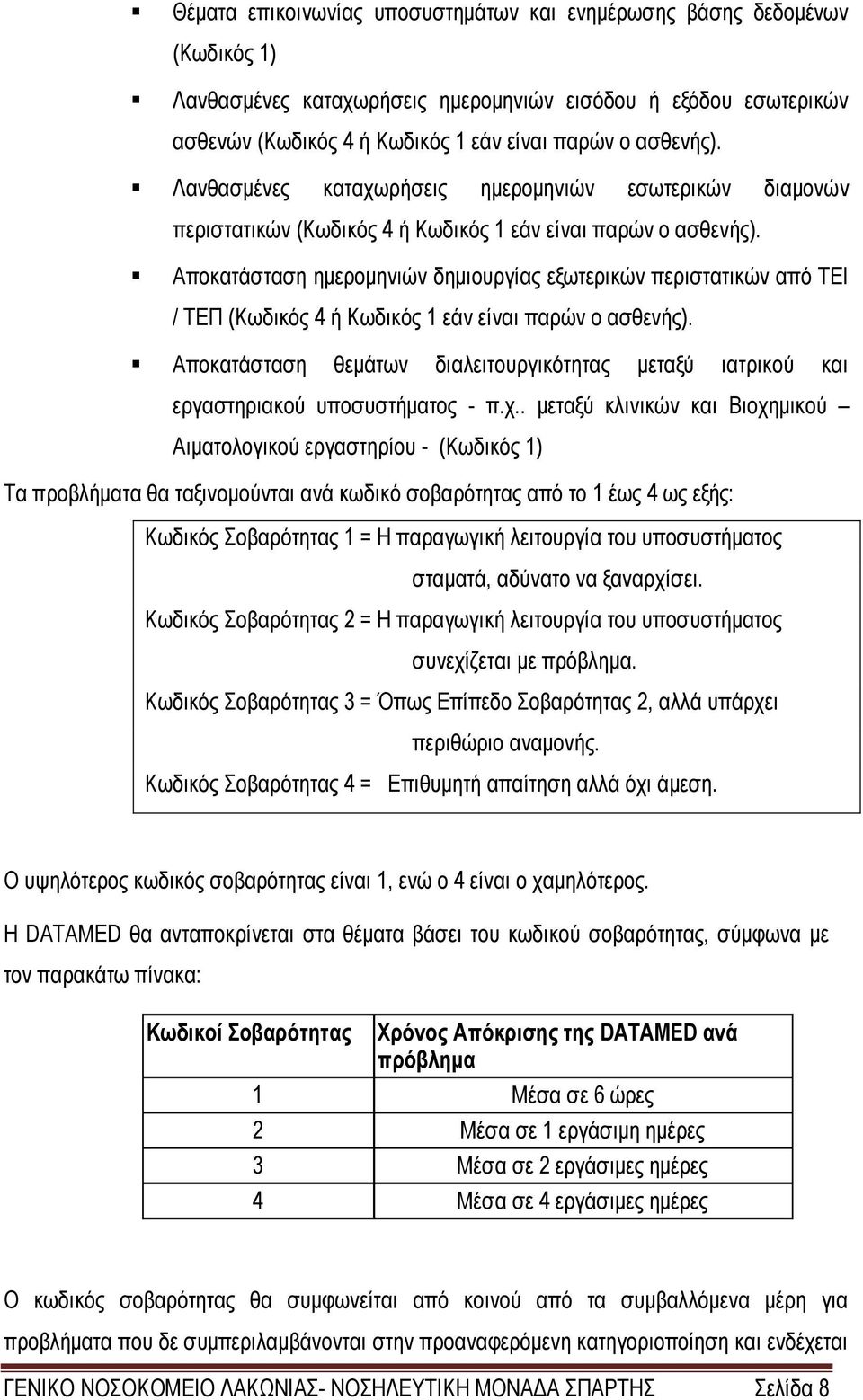 Αποκατάσταση ημερομηνιών δημιουργίας εξωτερικών περιστατικών από ΤΕΙ / ΤΕΠ (Κωδικός 4 ή Κωδικός 1 εάν είναι παρών ο ασθενής).