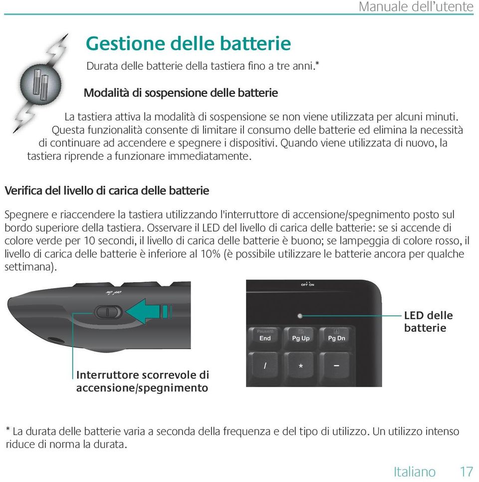 Questa funzionalità consente di limitare il consumo delle batterie ed elimina la necessità di continuare ad accendere e spegnere i dispositivi.