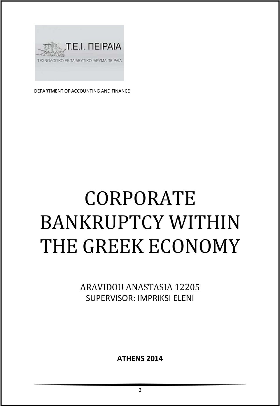 GREEK ECONOMY ARAVIDOU ANASTASIA