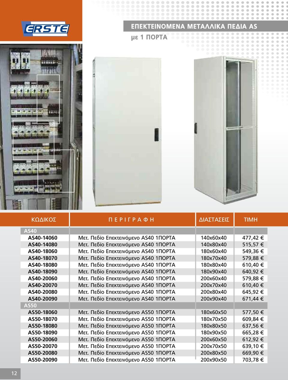 Πεδίο Επεκτεινόμενο AS40 1ΠΟΡΤΑ 180x90x40 640,92 AS40-20060 Μετ. Πεδίο Επεκτεινόμενο AS40 1ΠΟΡΤΑ 200x60x40 579,88 AS40-20070 Μετ. Πεδίο Επεκτεινόμενο AS40 1ΠΟΡΤΑ 200x70x40 610,40 AS40-20080 Μετ.