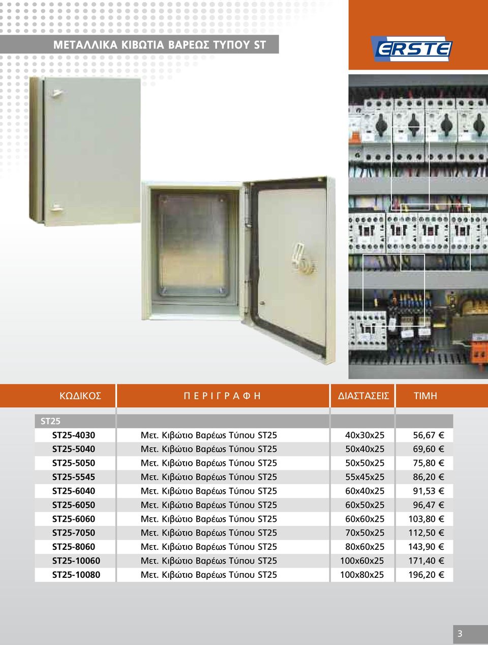 Κιβώτιο Βαρέως Τύπου ST25 60x50x25 96,47 ST25-6060 Μετ. Κιβώτιο Βαρέως Τύπου ST25 60χ60χ25 103,80 ST25-7050 Μετ.