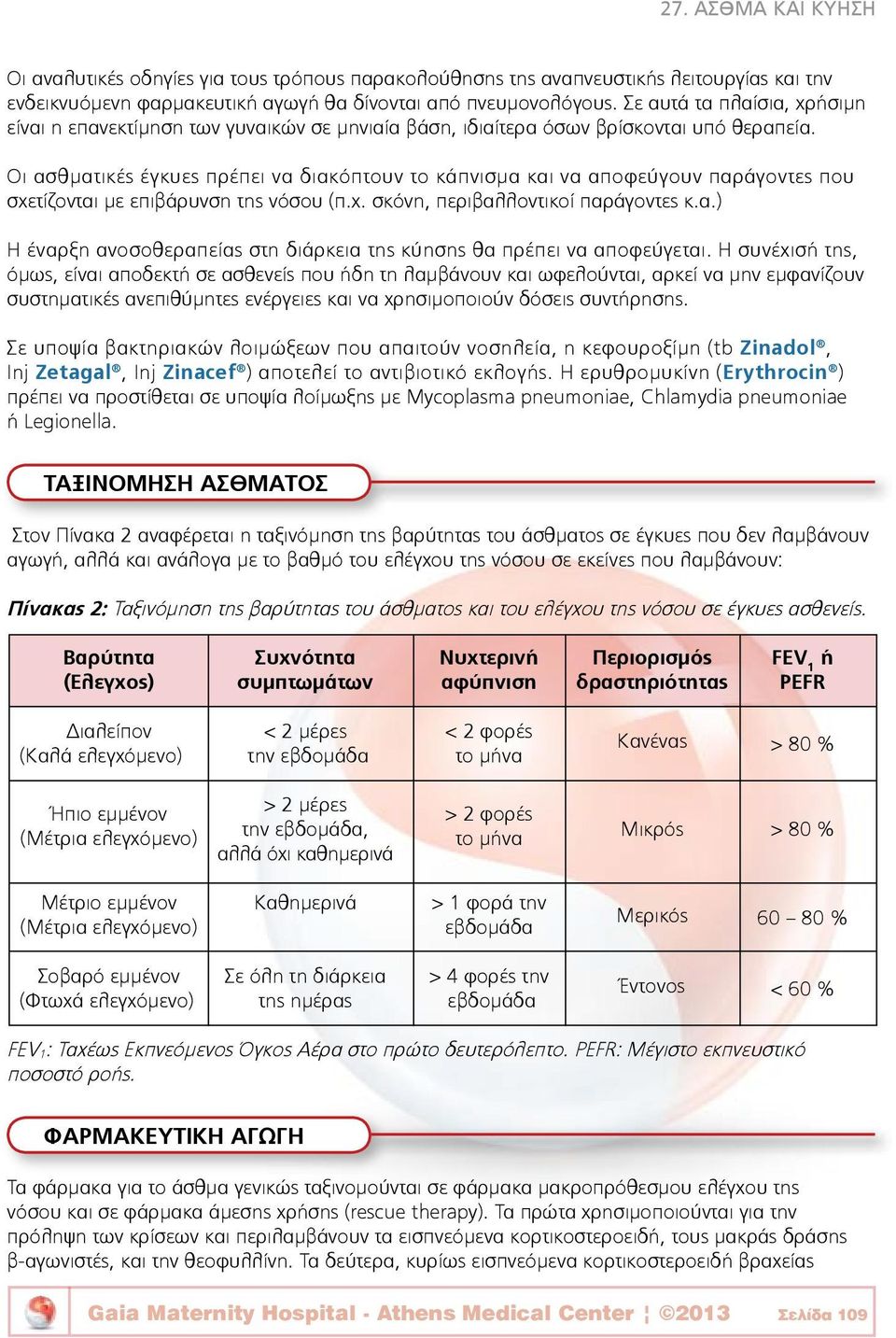 Οι ασθματικές έγκυες πρέπει να διακόπτουν το κάπνισμα και να αποφεύγουν παράγοντες που σχετίζονται με επιβάρυνση της νόσου (π.χ. σκόνη, περιβαλλοντικοί παράγοντες κ.α.) Η έναρξη ανοσοθεραπείας στη διάρκεια της κύησης θα πρέπει να αποφεύγεται.